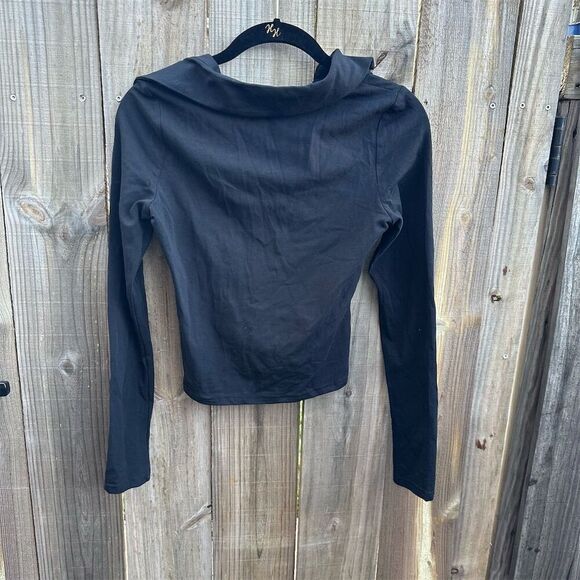 Blenca Women's Black V-Neck Long-Sleeve Collared Blouse Size S - Picture 2 of 3